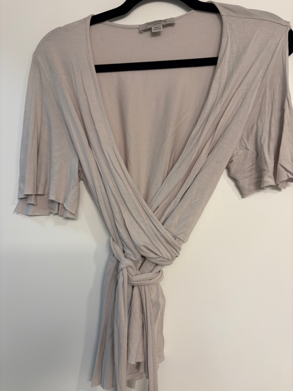 AllSaints Neutral Beige Crewneck Top